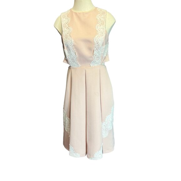 English Factory Women's Sleeveless Lace-Trimmed cut out sides Dress With Pleated - Picture 3 of 12